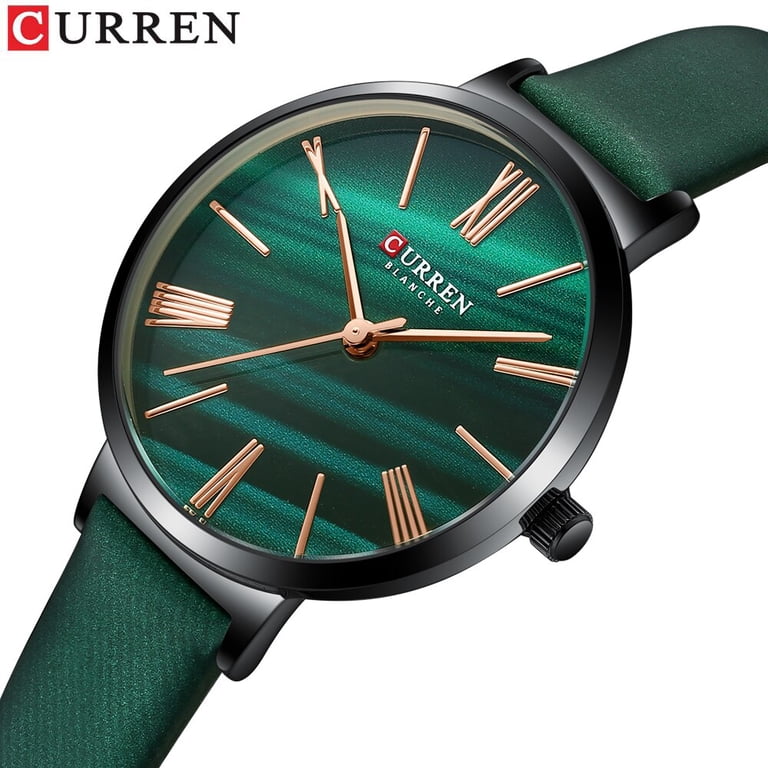CURREN Top Luxury Malachite Green Quartz Watches Women Dress  display picture 2
