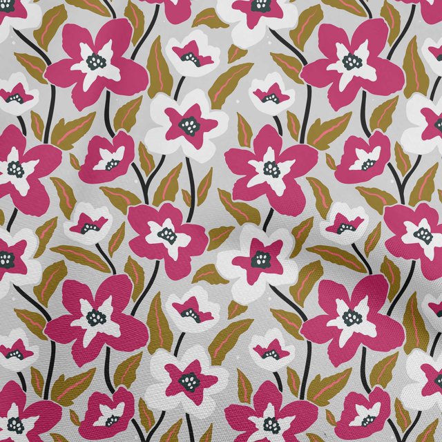 oneOone Rayon Light Gray Fabric Florals Sewing Craft Projects Fabric Prints By Yard 56 Inch Wide