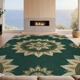 thumbnail image 2 of Design&I 5'x7' Washable Area Rug Sleek Flatweave Pet Friendly & Non-Slip Round Circle Geometric Interlocking Motifs Concentric Tiers Dining for Small Living Room, Bedroom, 2 of 7