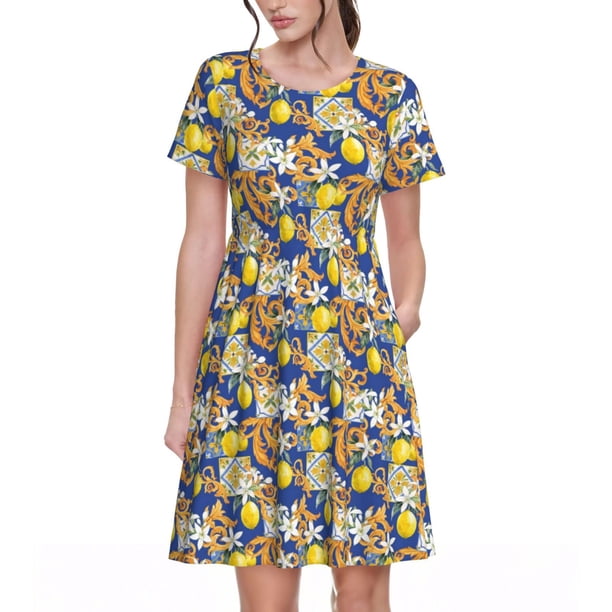 Balery Sicilian Style Vestidos sueltos de manga corta para mujer, vestidos de verano 2025, vestidos casuales de corte A con vuelo.