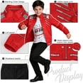 thumbnail image 6 of Halloween Costume Set Red Faux Leather Suit for Halloween Party Rock Star Role Play Dress Up Carnival Parade Show Red 110, 6 of 7
