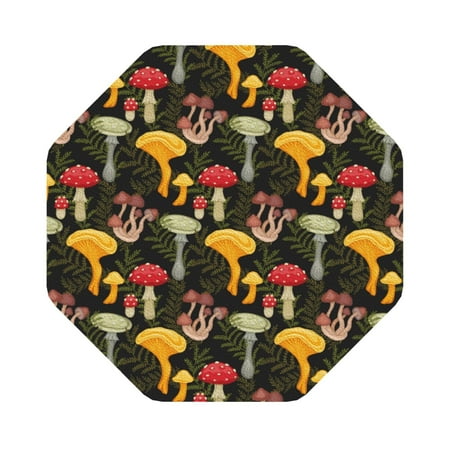 

Lukts Mushrooms And Fern Stems Leather Drinks Coasters Set of 4 Suitable or Drinks Furniture Protection and Easy Clean up