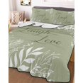 thumbnail image 3 of Quilts Full Size, Sage Green Botanical Soft Comforter Bedding Set for Bed, Farmhouse Laugh Love Leaves Lightweight Quilted Bedspread with Pillow Cover(2 Pieces) for All Season, 78x90 Inch, 3 of 9