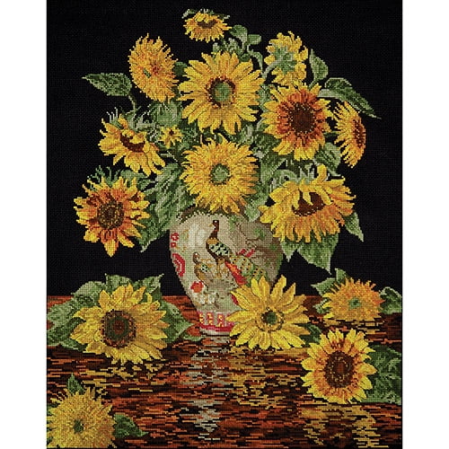 "Sunflower Vase Counted Cross Stitch Kit16""X20"" 14 Count" Walmart