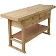 thumbnail image 4 of 64.5" × 20" Wood Workbench with Four Drawers, Bottom Shelf, Adjustable Handle, Rubber Wood, 4 of 11