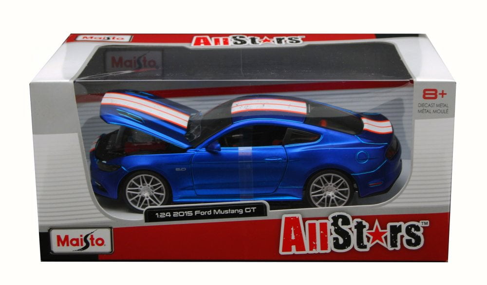 Diecast Car & Trailer Package - 2015 Ford Mustang GT, Blue