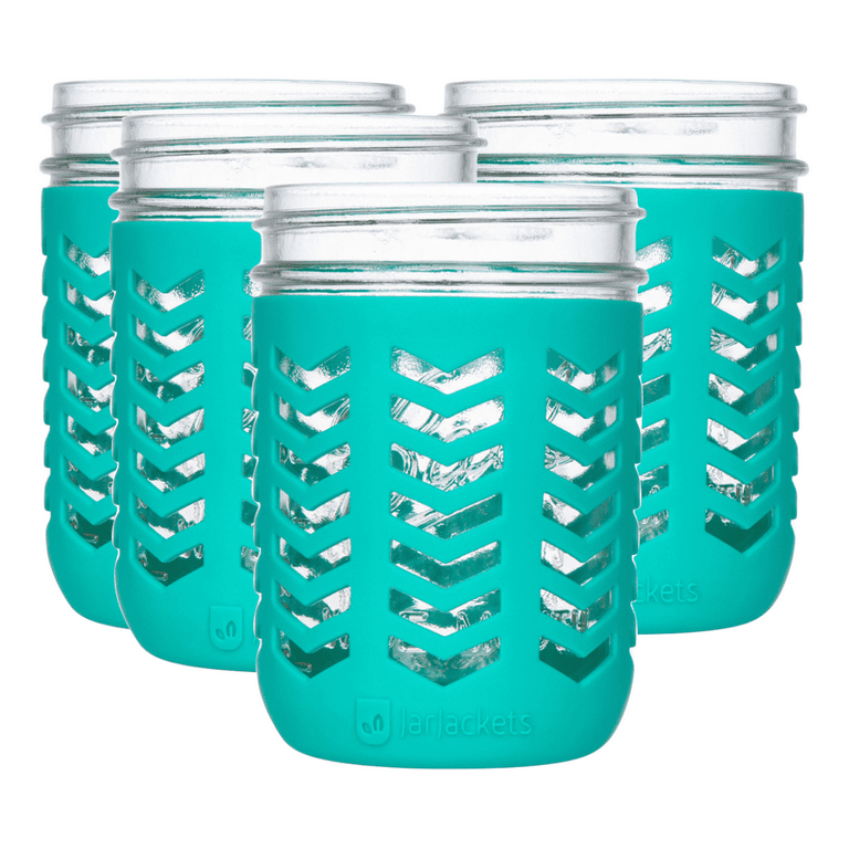 Jarjackets Silicone Mason Jar Sleeve - Fits 16oz (1 pint) Regular-Mouth Jars | Package of 4 (Multicolor)