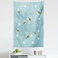 thumbnail image 1 of Springtime Tapestry, Cartoon Illustrated Flying Winged Bees Flower Petals Polka Dots, Fabric Wall Hanging Decor for Bedroom Living Room Dorm, 5 Sizes, Pale Sky Blue and Yellow, by Ambesonne, 1 of 1