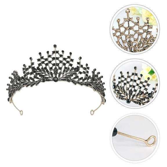 STRANDCHIC 1-Pack Elegant Black Alloy Tiara Crown for Party Decoration and Special Occasions