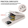 thumbnail image 4 of Compatible for iPhone 14 Pro Case Wallet with Accordion Card Holder, Rotation Finger Ring Holder Stand, Elegant PU Leather Protective Secure Button Shockproof Cover for iPhone 14 Pro, White, 4 of 7