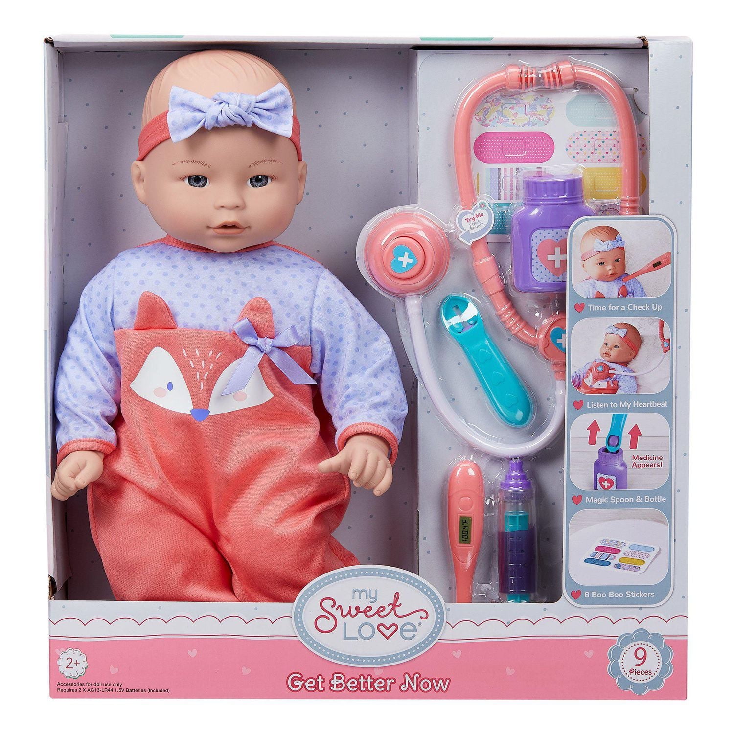 My Sweet Baby 16" Get Better Now Baby Doll Play Set, 9 Pieces Included