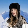 thumbnail image 2 of FADAACAI Fur Hat,Hood Ski Over Windproof Plush Hood Fuzzy Ski Winter Adjustable Women Men,Winter Hats for Women,Trapper Hat for Women Black One Size Clearance！, 2 of 7