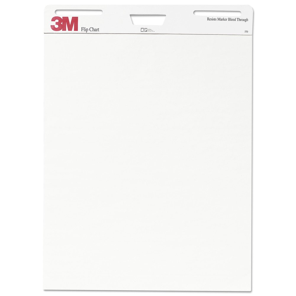 3M 570 Professional Flip Chart Pad, Unruled, 25 X 30, White, 40 Sheets