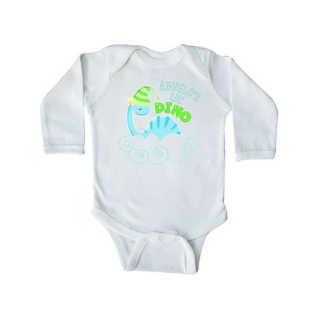 

Inktastic Abuelo s Lil Dino with Cute Blue Baby Dinosaur Gift Baby Boy or Baby Girl Long Sleeve Bodysuit