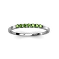 thumbnail image 2 of Green Garnet 7 Stone Wedding Band with Side Gallery Work 0.26 ct tw 14K White Gold.size 5.5, 2 of 6