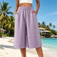 thumbnail image 2 of Noric Women's Plus Size Capri Pants Casual Wide Leg Casual Flowy Culottes Summer Lounge Beach Pants with Pockets, 2 of 7