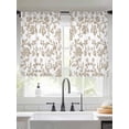 thumbnail image 3 of Khaki Flower Semi Sheer Curtains 54 Inch Length 2 Panels Set, Vintage Farmhouse Boho Leaf Spring Plant Sheer Kitchen Curtain Privacy Voile Window Curtain for Living Room Bedroom Rod Pocket Drapes, 3 of 7