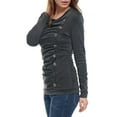 thumbnail image 5 of MODA NOVA Junior's Cowl Neck Long Sleeves Buttons Decor Ruched Top, 5 of 6