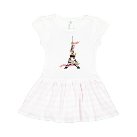 

Inktastic Eiffel Tower with Pink Ribbon and Flowers Gift Toddler Girl Dress