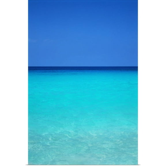 Great BIG Canvas | "Calm Turquoise Ocean Water To Horizon, Clear Blue Sky" Art Print - 20x30