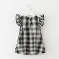 thumbnail image 2 of Baby Girl Summer Sleeveless Solid Stripe Newborn Flying Sleeve Black and White Plaid Bow Dress Skirt, 2 of 6