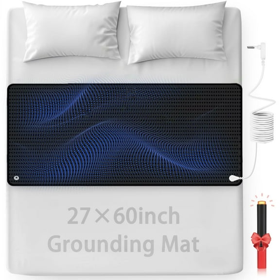Extra Large 27x60 Grounding Mat with Conductive Wire – Natural Earthing Mat for Sleep Support & Indoor Relaxation, Non-Slip Carbon Layer (Fits Queen/King Beds)