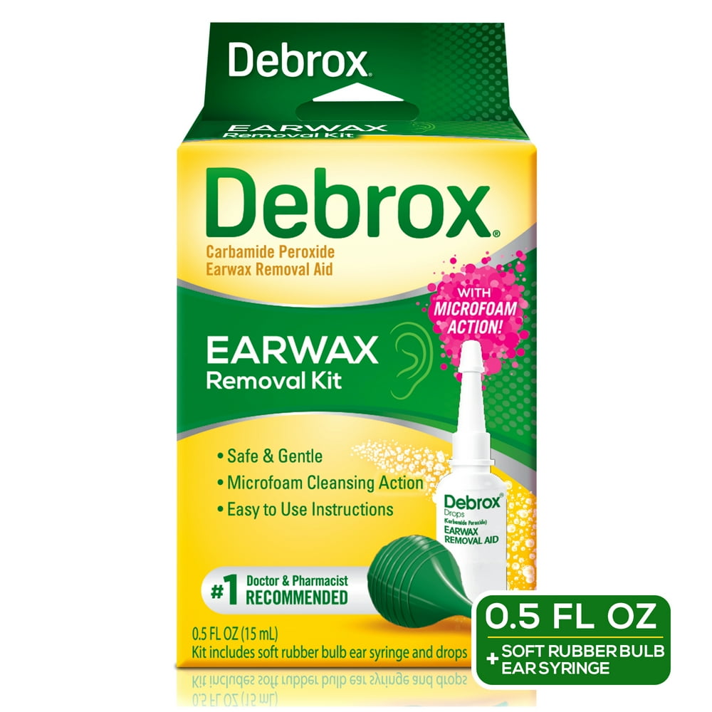 Debrox Earwax Removal Kit, 0.5 fl. Oz. Ear Drops & Bulb Ear Syringe