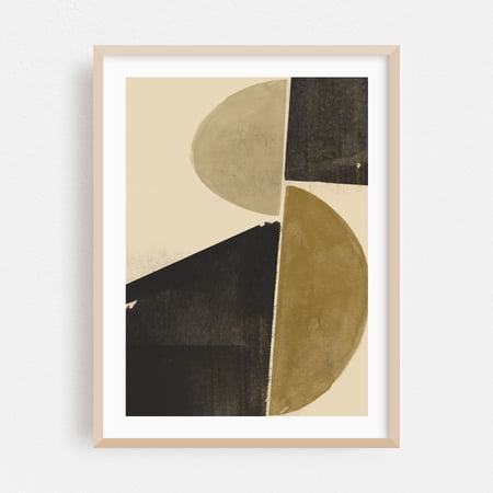 Watercolor Shape Composition - Mixed Media Abstract Geometric Modern Art Minimalist Mid-Century Modern Bauhaus Art Deco Oak Framed Wall Art Print 5 x 7 inches