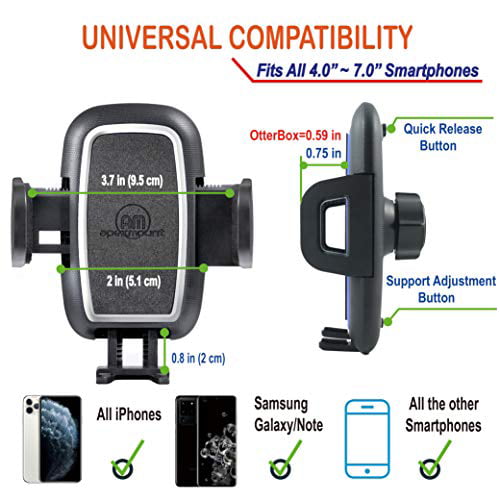 APEXMOUNT Cell Phone Powerful Magnetic Holder for Car Chrome Universal Dashboard Windshield Suction with Extension Telescopic Arm Samsung and All Smartphones up to 7. Compatible with iPhones 