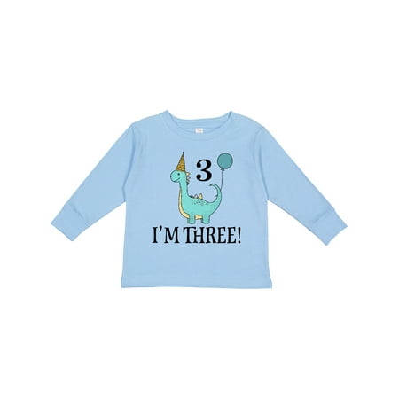 

Inktastic 3rd Birthday 3 Year Old Dinosaur Party Gift Toddler Boy or Toddler Girl Long Sleeve T-Shirt