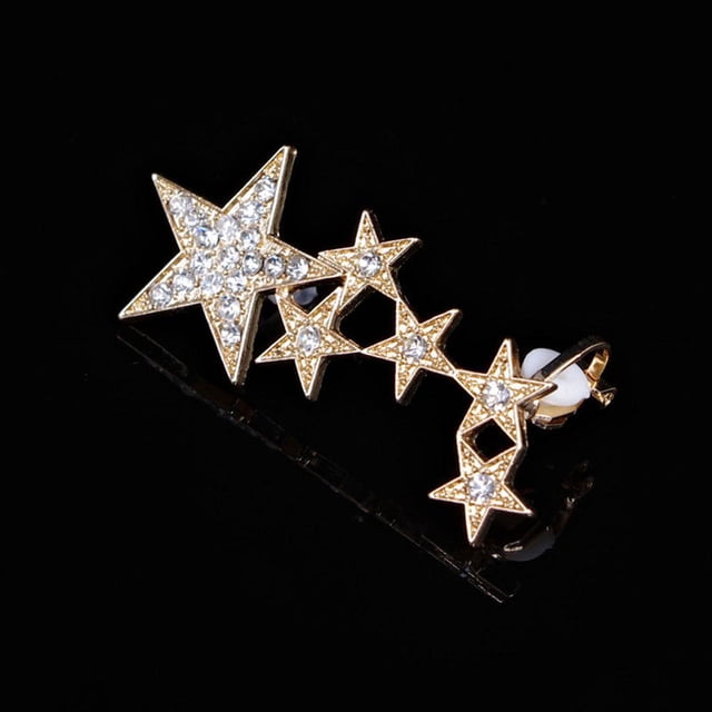 1pc Long Star Rhinestone Ear Cuff Clip on Earring Ships Punk Right Ear Jewel Oro Hugo Oído de la estrella para el brazo