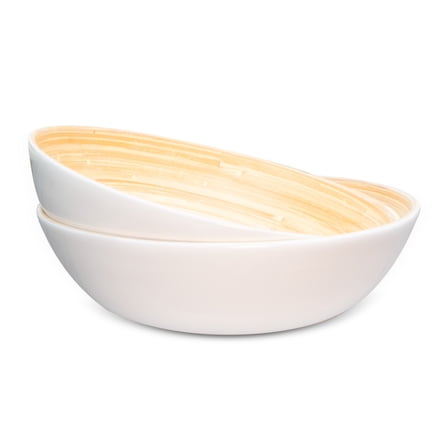Lexa Bamboo Salad Bowl Set, 12 Inch x 2, White