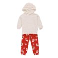 thumbnail image 4 of Family Pajama Christmas Matching Set Holiday Matching Pajamas Pjs Set Plush Hooded Sweatshirt Printed Trouser Set, 4 of 5