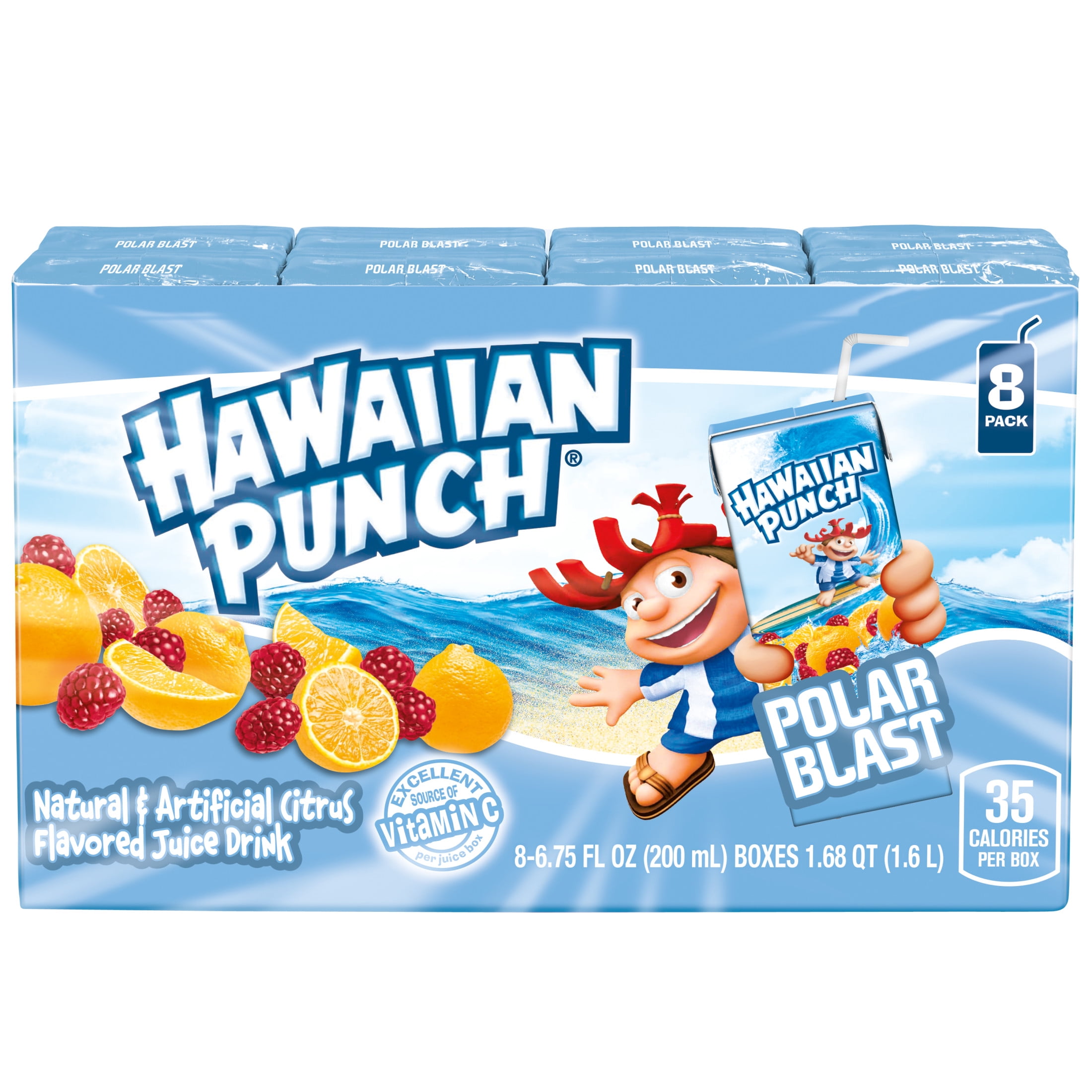 (4 pack) Hawaiian Punch Polar Blast Juice Drink, 6.75 fl oz, 8 Count Boxes