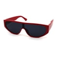 thumbnail image 2 of Flat Top Mobster Narrow Rectangular Shield Plastic Sunglasses Red Black, 2 of 4