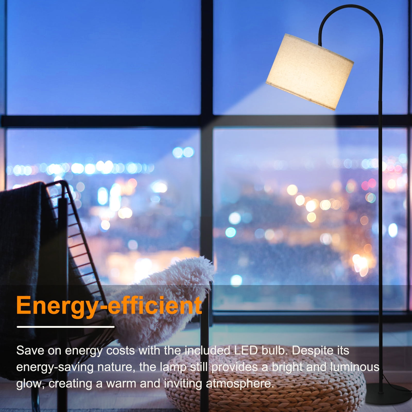 Floor Lamp for Living Room with 3 Color Temperature, Modern Standing Lamp Tall Pole Floor Reading Lamp for Bedroom, Study Room, Office, 12W Bulb Included