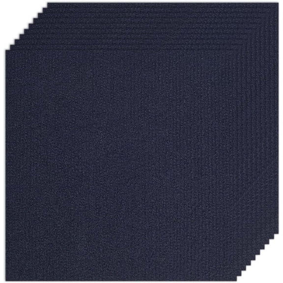 10Pcs Carpet Tiles Peel and Stick 12" x 12" Square Carpet Floor Tile Non-Slip Soft Padded Carpet Tiles Self Adhesion Floor Mat for DIY Flooring Home Pets Living Room Bedroom Prussian Blue