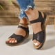 thumbnail image 1 of MKLEKYY Sandalias para Dama Sandalias Cómodas para Mujer para Uso Diario Informal Diseño de Punta Abierta Con Recortes y Cierre de Velcro para Primavera y Verano Calzado de Tacón de Cuña Duradero, 1 of 4