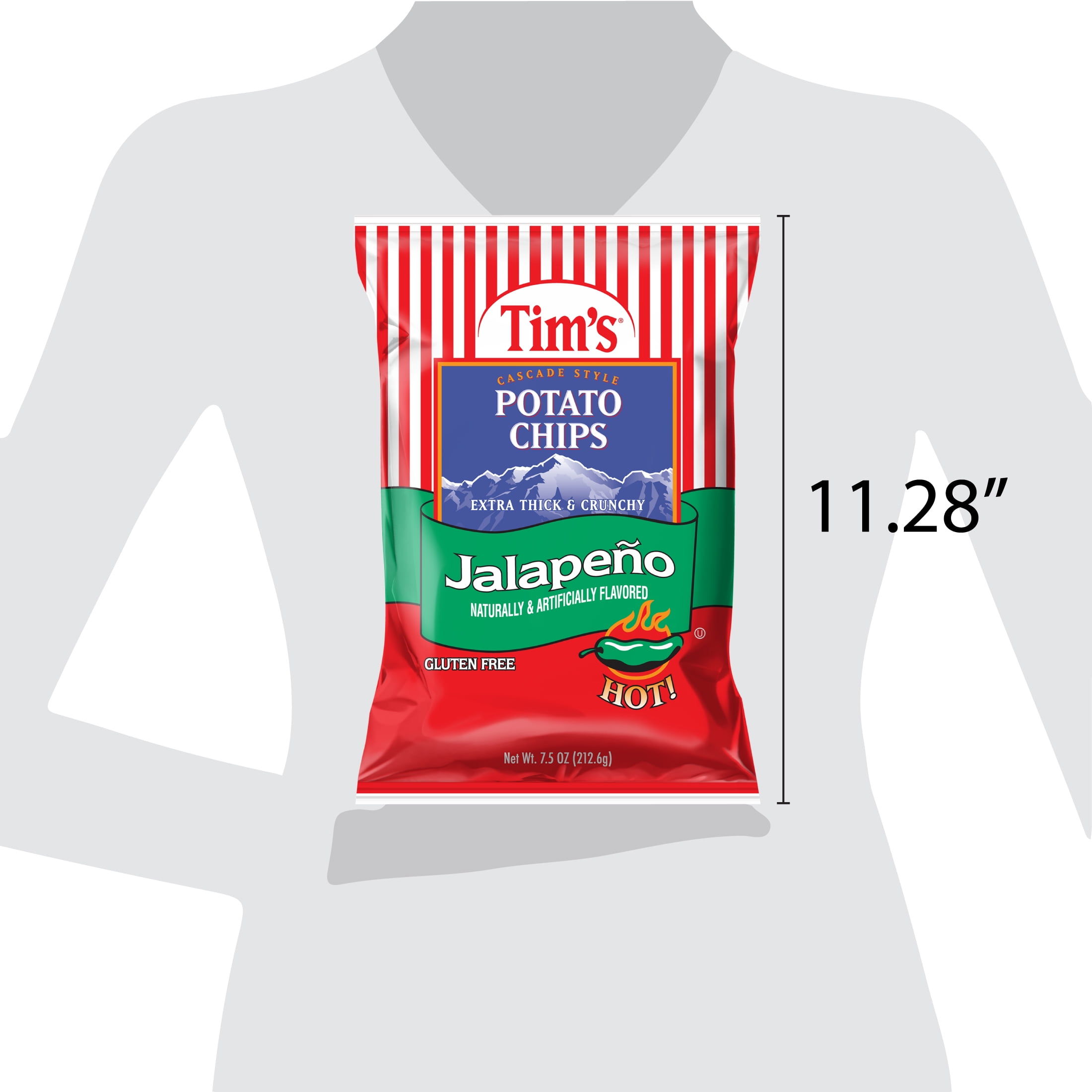(3 pack) Tim's Cascade Snacks Jalapeno Cascade Style Potato Chips, Gluten-Free, 7.5 oz Bag