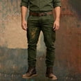 thumbnail image 2 of Mens Cargo Pants Western Punk Work Multiple Pockets Outdoor Hiking Casual Cowboy Trousers Army Green L, 2 of 4