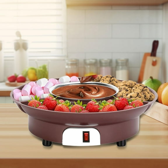 LOVIVER Electric Fondue Pot Chocolate Fondue Pot Durability Practical Easy to Use Detachable Serving Tray for Birthday Party Festival