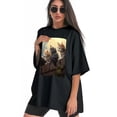 thumbnail image 3 of Plus Size Shirt for Women Black Tops for Women Short Sleeves Shirt for Women Cats T Shirt Crewneck Shirt for Women XL, 3 of 5
