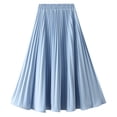 thumbnail image 2 of SWSMCLT Women's Pleated Skirt Chiffon Swing Elastic Smocked Shirred Waist Long A Line Tulle Skirts High Waisted Flowy Blue One Size, 2 of 5