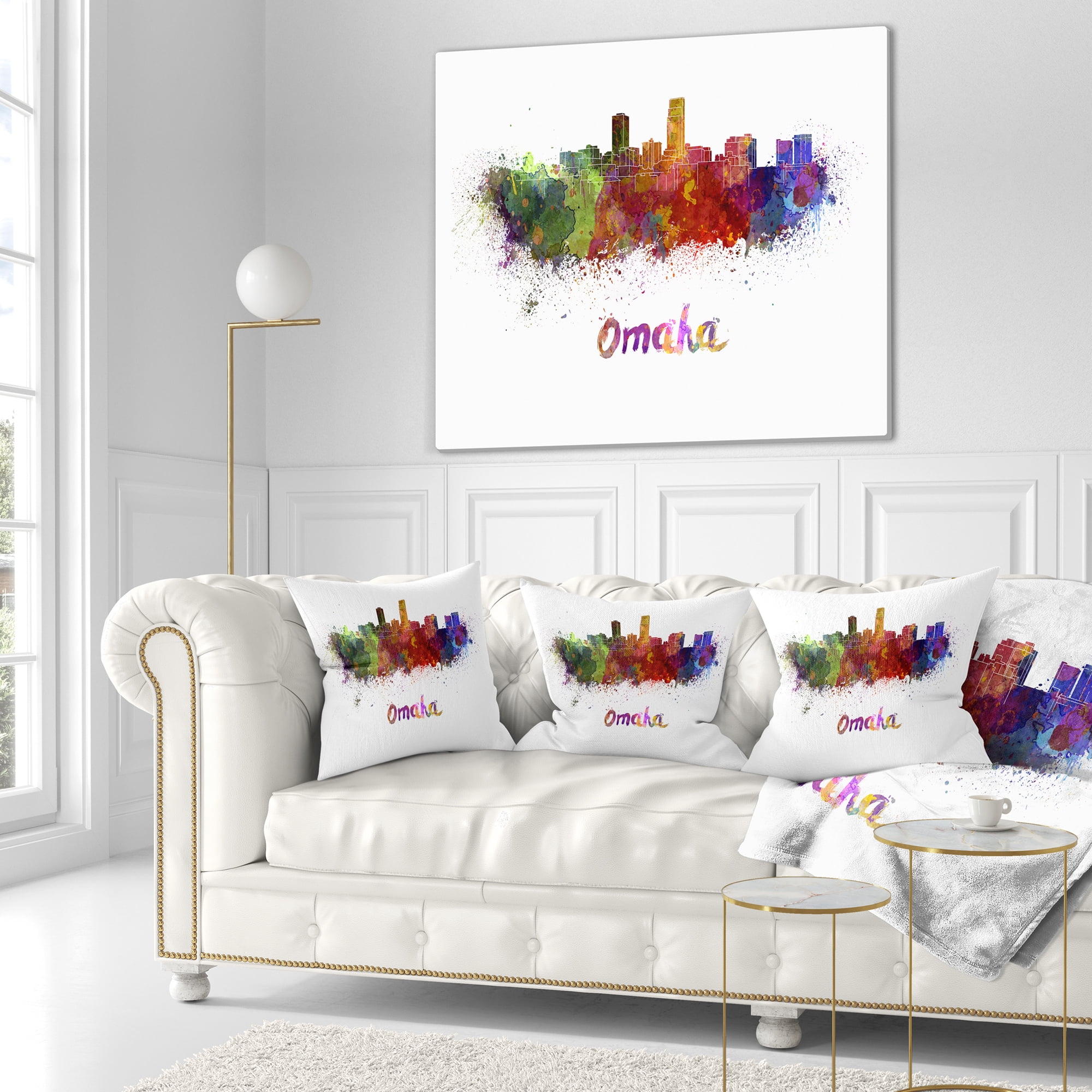 Designart Omaha Skyline - Cityscape Throw Pillow - 18x18