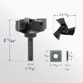thumbnail image 2 of Broca fresadora POWERTEC para planchas, vástago de 1/4, 3 alas, 1,5 cm, 2 of 8