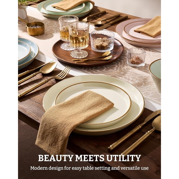 Famiware Saturn Dinnerware Sets, 12-Piece Stoneware Set for 4