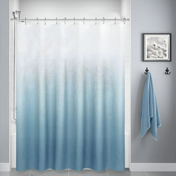 AUQ Light Blue Ombre Polyester Shower Curtain,72"