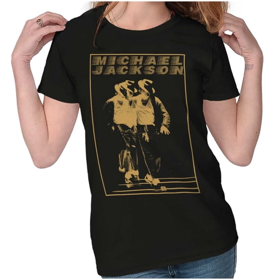 Michael Jackson Moonwalk Glitch Womens Slim Fit Graphic Tee Brisco Brands S
