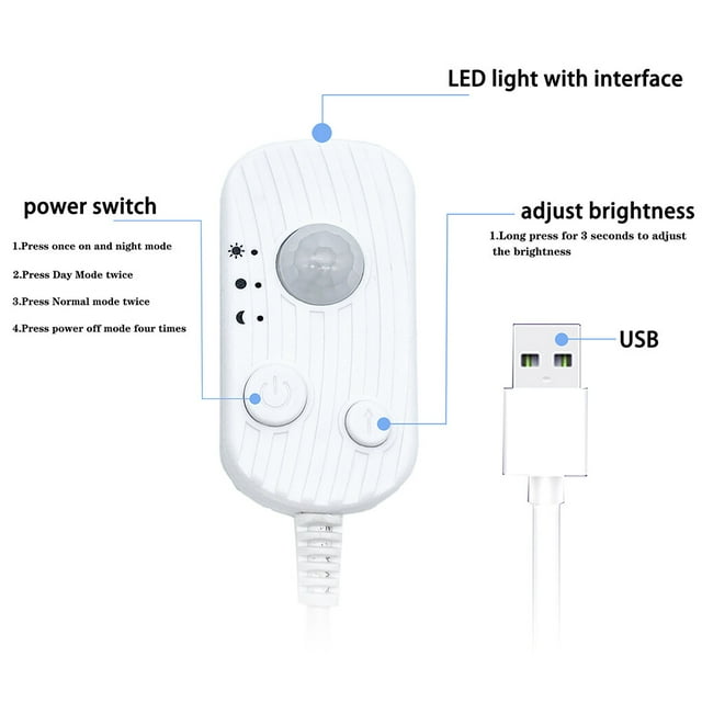 Langgg Strip Lights Infrared Motion Sensor Flexible 2W 3500K/6500K LED Tape Ribbon Lamp Festival Party Trimmable Screen Lighting White Light 4M