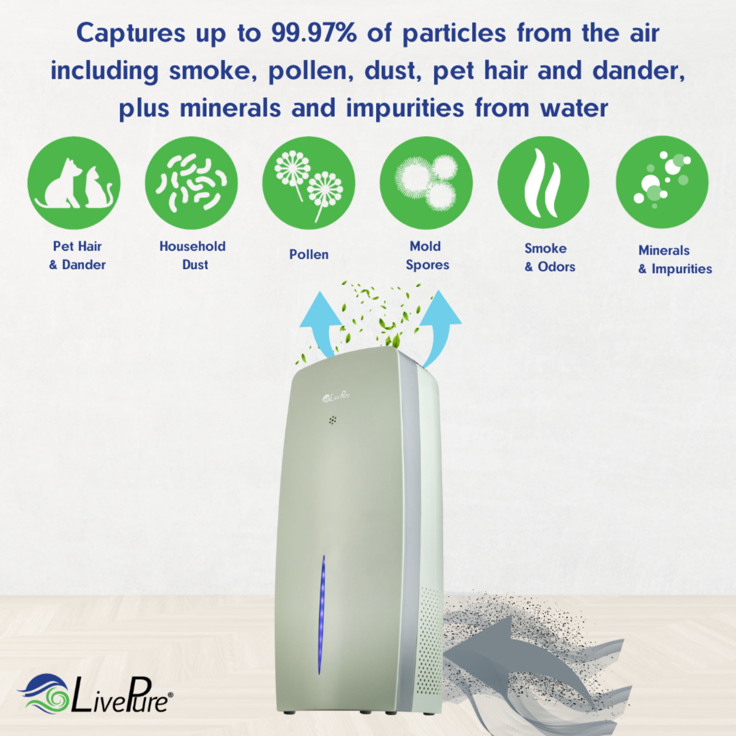 LivePure True HEPA Air Purifier & Humidifier, Graphite